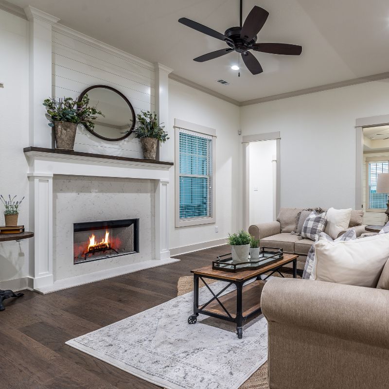 stock photo of living room living room with white furniture and white fireplace