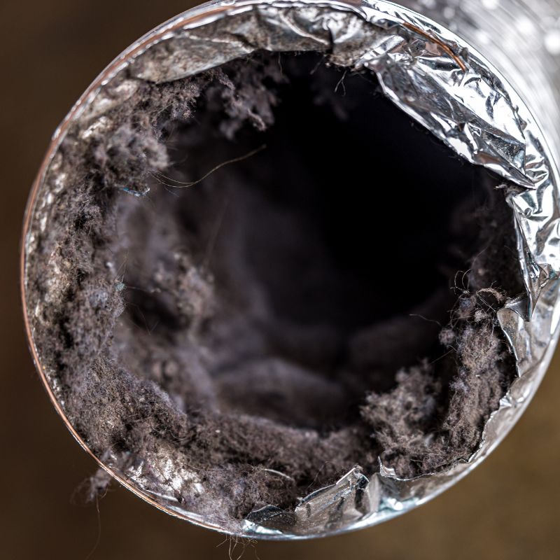 stock photo of dryer vent with lint an open dryer vent with lint lining the insides